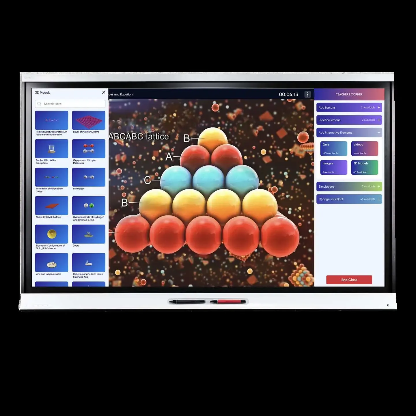 Embibe teaching interface with an interactive atomic model